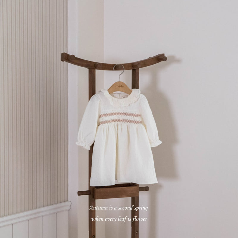 Mkids - Korean Baby Fashion - #babyfever - Annika Smocking One-piece (Cream)