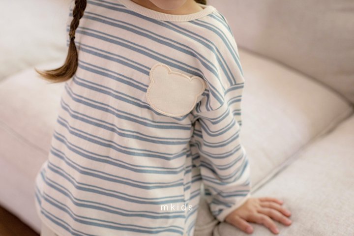 Mkids - Korean Baby Fashion - #babyootd - Bear Stripe Tee - 2