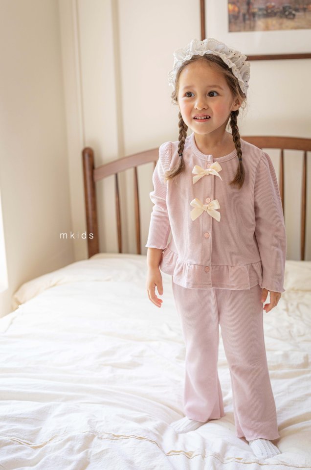 Mkids - Korean Baby Fashion - #babyoutfit - Chou Cream Ribbon Set - 2