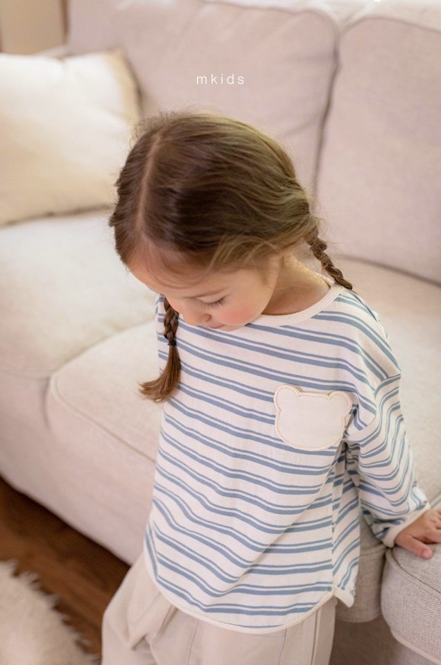 Mkids - Korean Baby Fashion - #babyoutfit - Bear Stripe Tee - 4