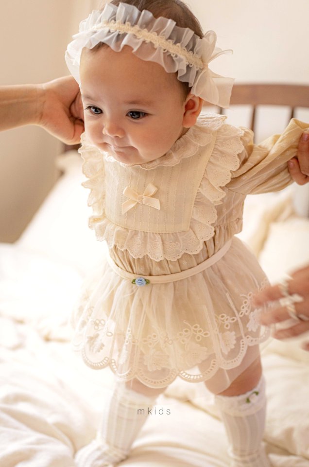 Mkids - Korean Baby Fashion - #babyoutfit - Floral Mesh Apron - 10