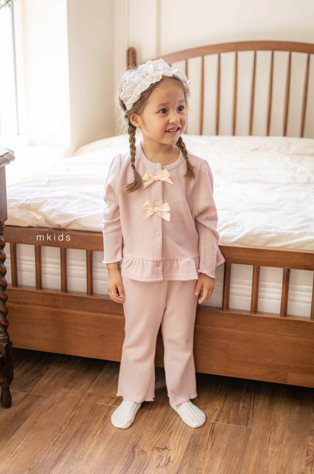 Mkids - Korean Baby Fashion - #onlinebabyshop - Chou Cream Ribbon Set - 6