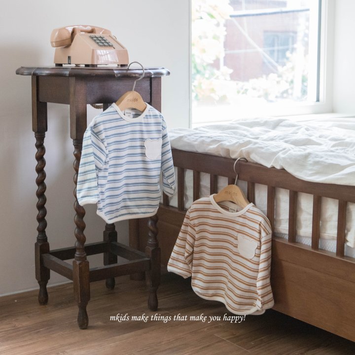 Mkids - Korean Baby Fashion - #onlinebabyshop - Bear Stripe Tee - 7