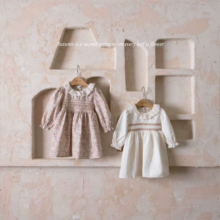 Mkids - Korean Baby Fashion - #onlinebabyshop - Annika Smocking One-piece (Cream) - 10