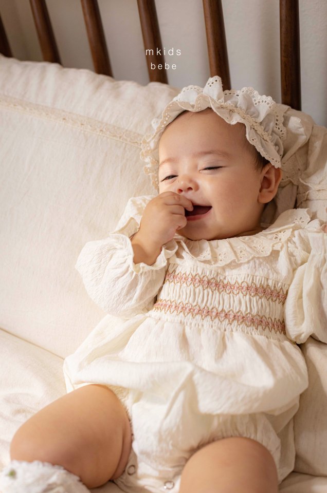 Mkids - Korean Baby Fashion - #smilingbaby - Annika Smocking Suit (Cream) - 2