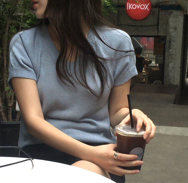 Moani - Korean Women Fashion - #romanticstyle - Linen Salt V-Neck Knit - 6