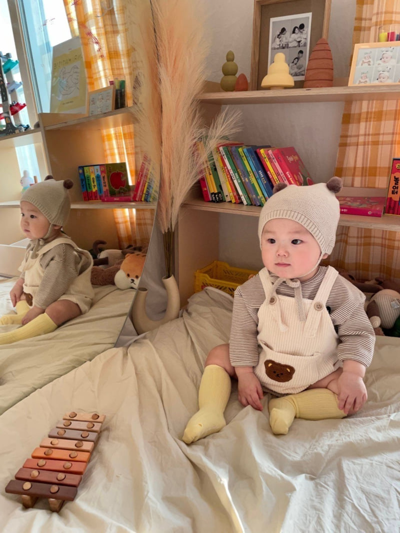 Moran - Korean Baby Fashion - #babyboutiqueclothing - Bear Suspender Suit - 2