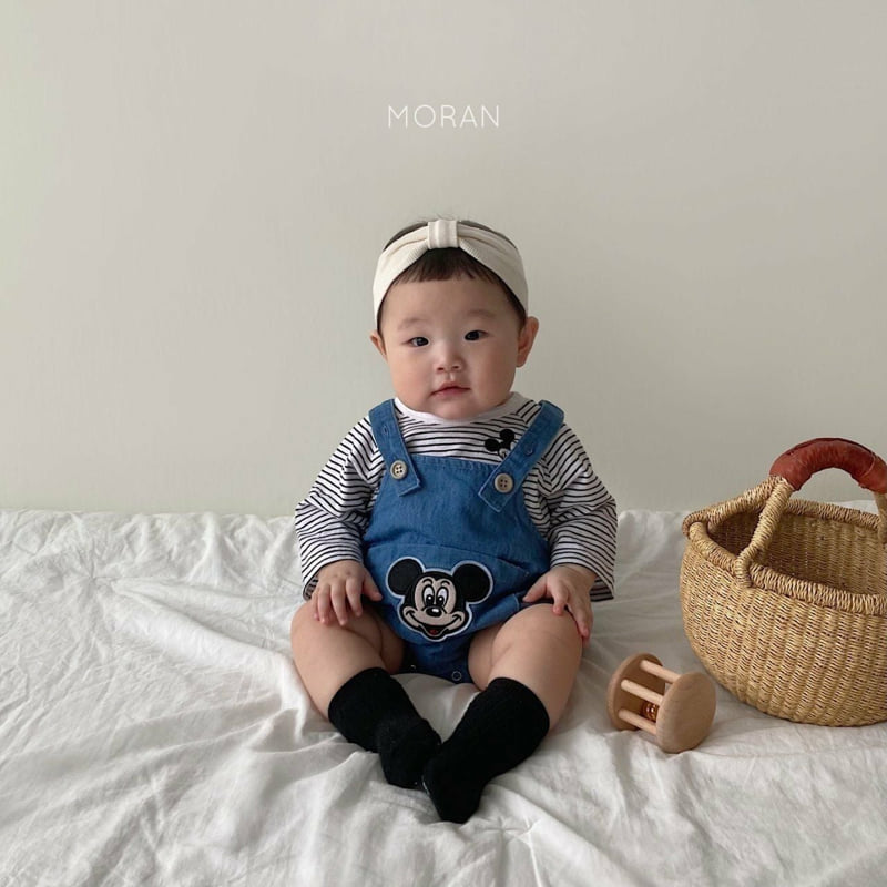 Moran - Korean Baby Fashion - #babyclothing - M Denim Suspender Suit - 3