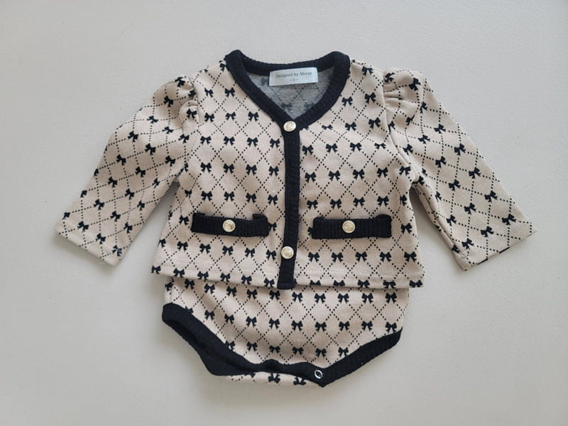 Moran - Korean Baby Fashion - #babyfashion - Ribbon Cardigan Set - 5