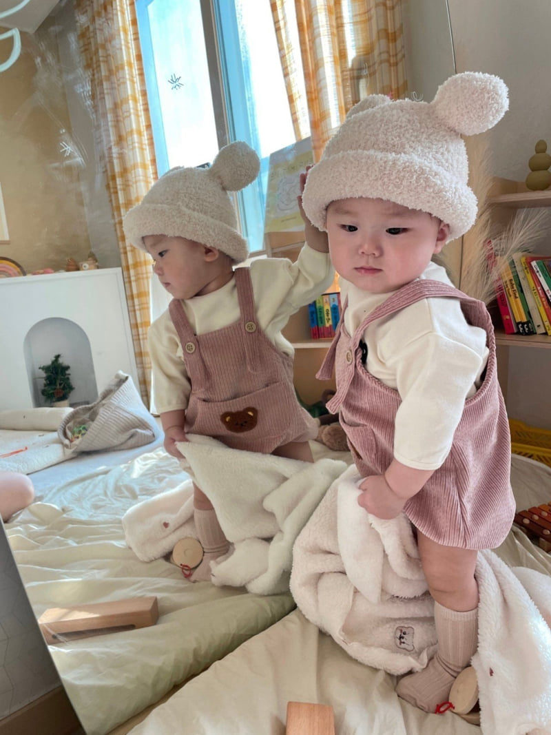 Moran - Korean Baby Fashion - #babyfever - Bear Suspender Suit - 5