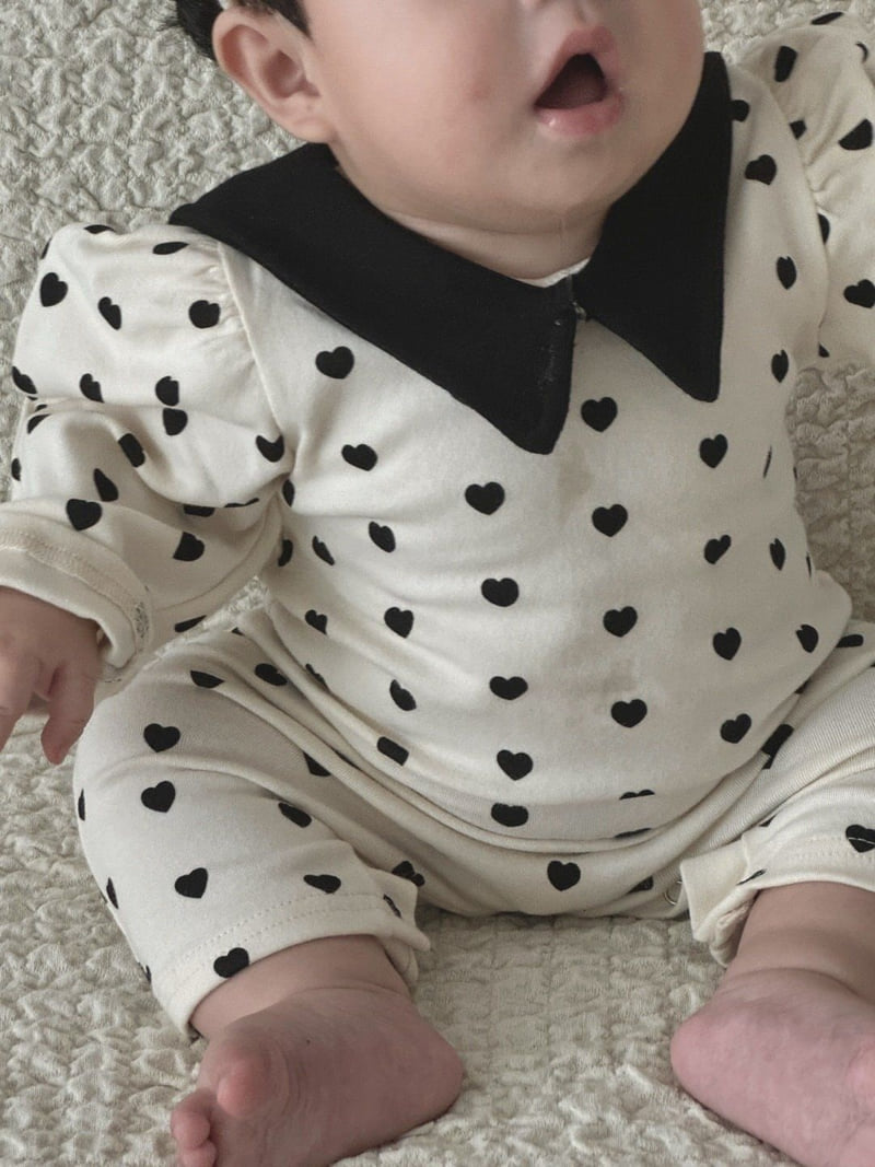 Moran - Korean Baby Fashion - #babyfever - Mini Heart Suit Set - 6