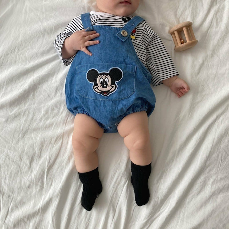Moran - Korean Baby Fashion - #babygirlfashion - M Denim Suspender Suit - 6