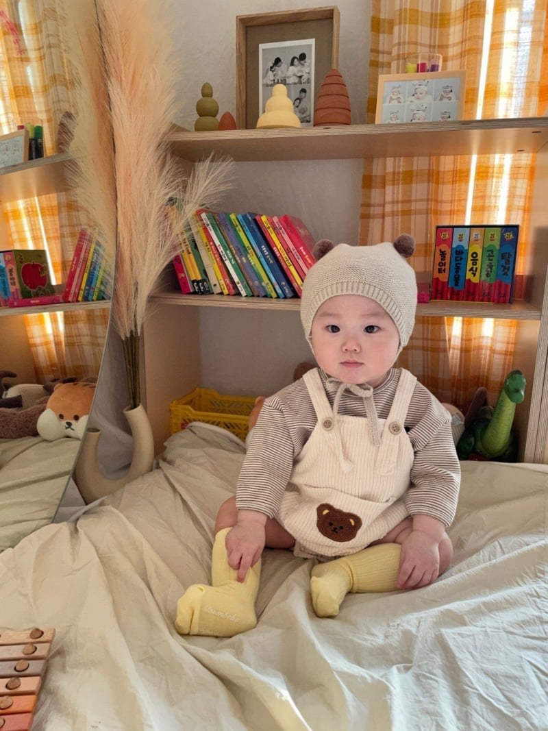 Moran - Korean Baby Fashion - #babylifestyle - Bear Suspender Suit - 7