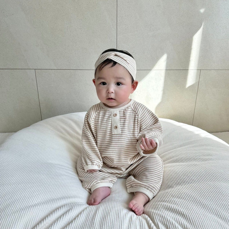 Moran - Korean Baby Fashion - #babyoninstagram - Button Suit Set - 4
