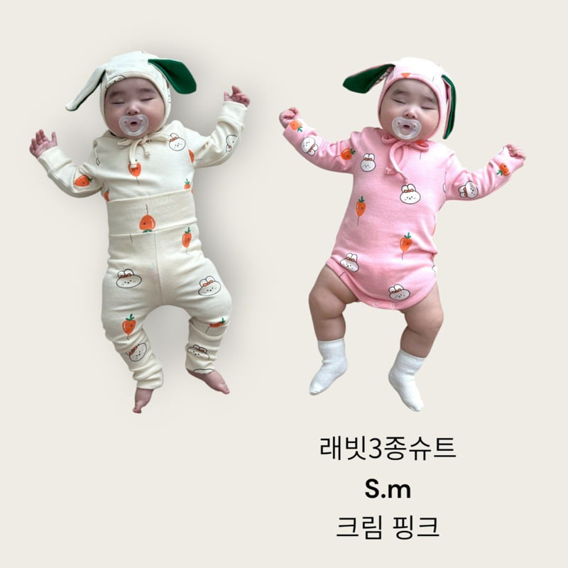 Moran - Korean Baby Fashion - #babyootd - Rabbit 3-Piece Suit