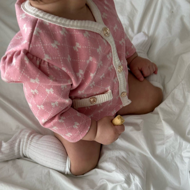 Moran - Korean Baby Fashion - #babyootd - Ribbon Cardigan Set - 10