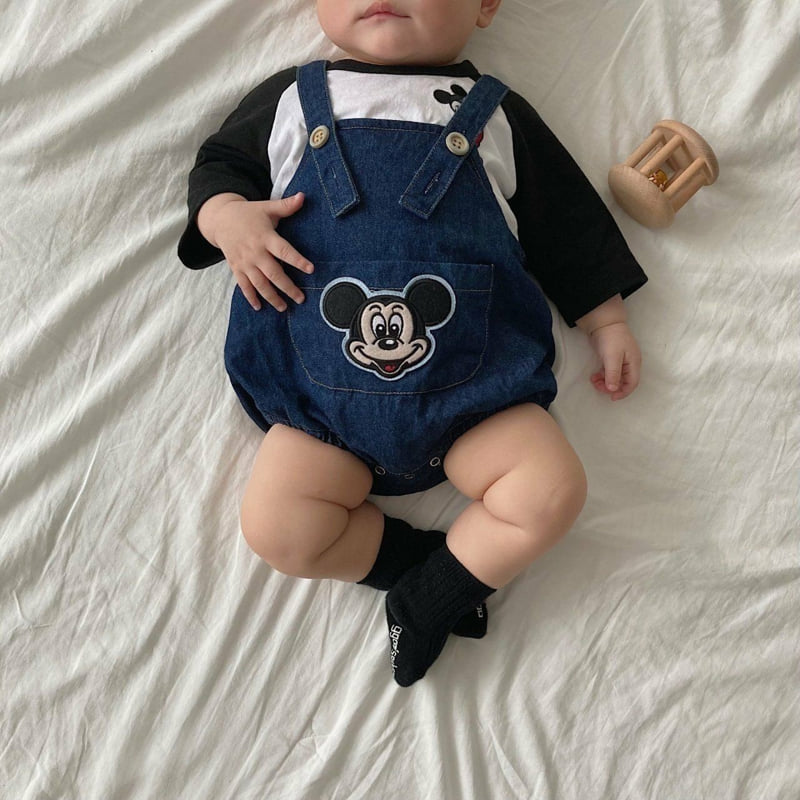 Moran - Korean Baby Fashion - #babyootd - M Denim Suspender Suit - 9