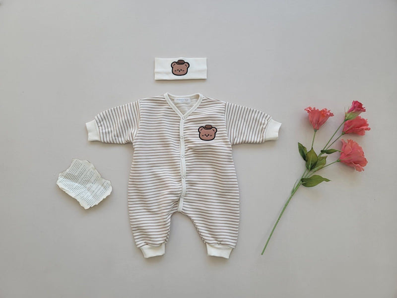 Moran - Korean Baby Fashion - #babyootd - Snap Bear Suit Set - 2