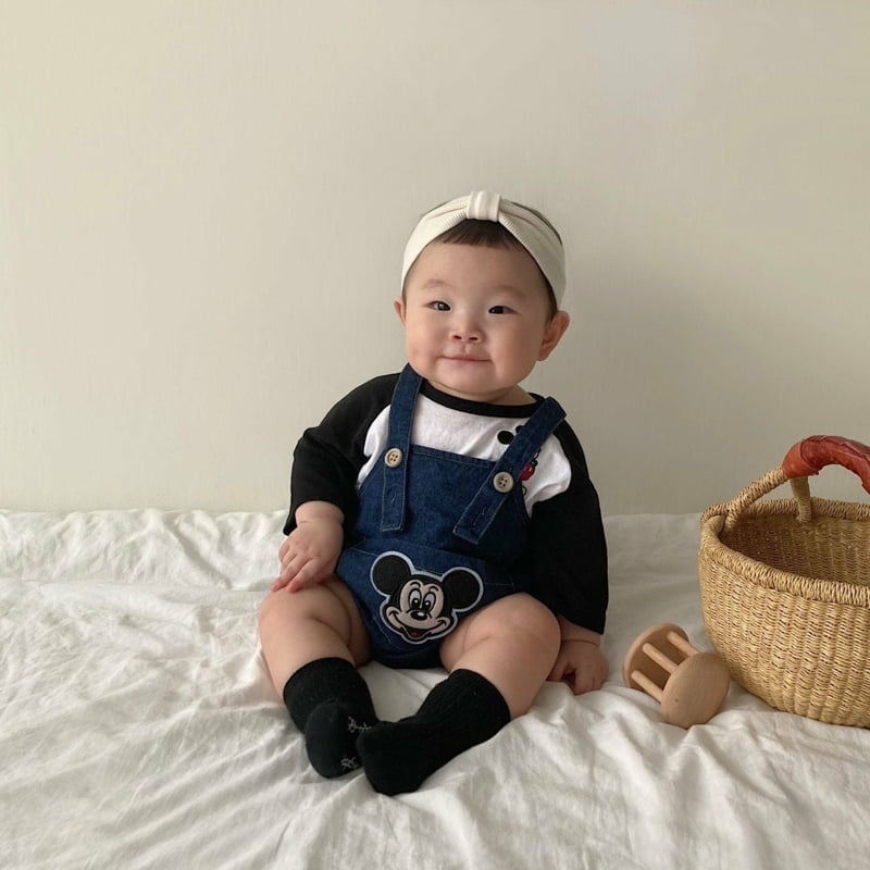 Moran - Korean Baby Fashion - #babyoutfit - M Denim Suspender Suit - 10