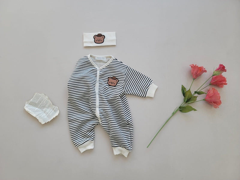 Moran - Korean Baby Fashion - #babyoutfit - Snap Bear Suit Set - 3