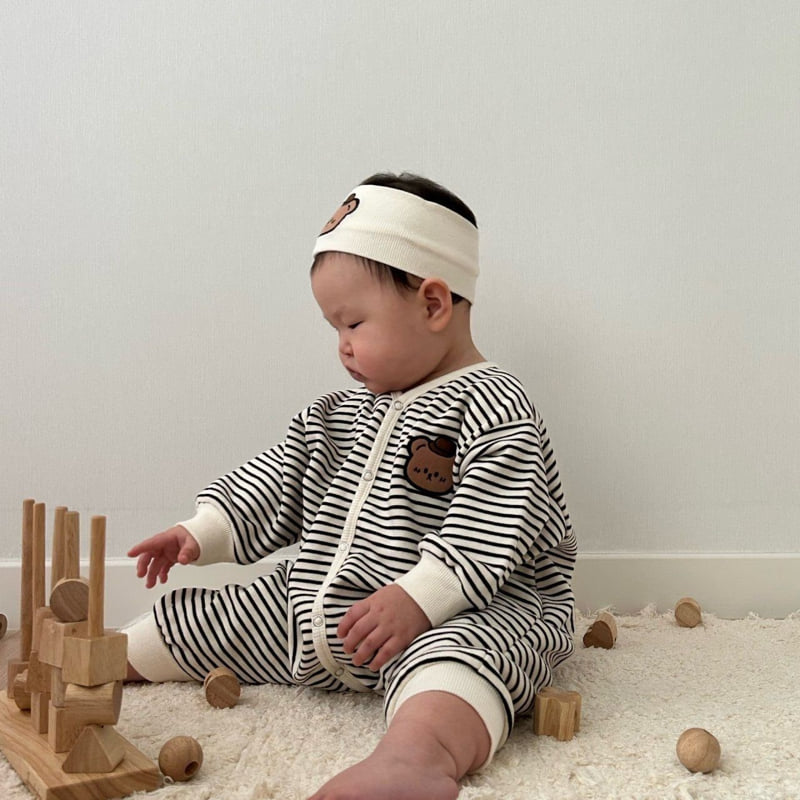 Moran - Korean Baby Fashion - #onlinebabyshop - Snap Bear Suit Set - 7