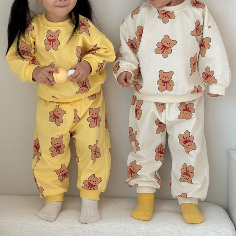 Moran - Korean Children Fashion - #childrensboutique - Ribbon Bear Set - 2