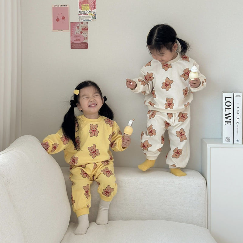 Moran - Korean Children Fashion - #designkidswear - Ribbon Bear Set - 4