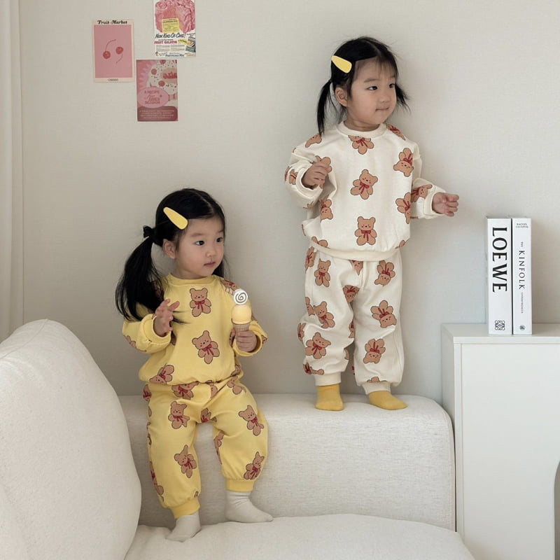 Moran - Korean Children Fashion - #kidsshorts - Ribbon Bear Set - 6