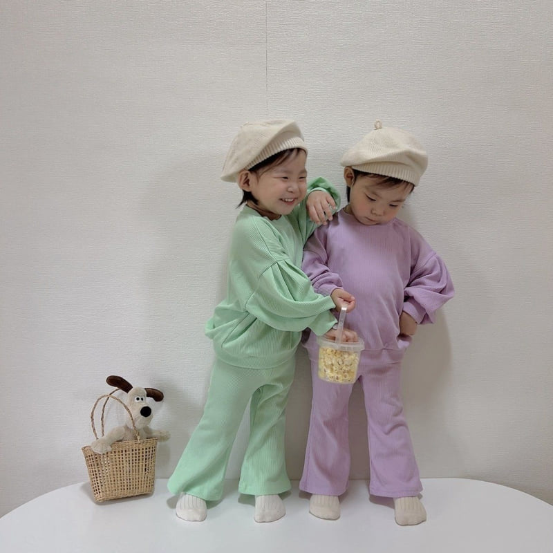 Moran - Korean Children Fashion - #kidsstore - Macaron Bootcut Set - 3
