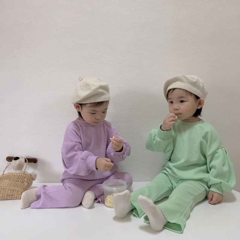 Moran - Korean Children Fashion - #kidsstore - Macaron Bootcut Set - 4