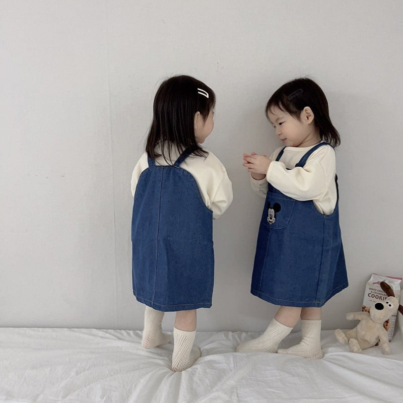 Moran - Korean Children Fashion - #minifashionista - Denim Suspender One-piece - 3
