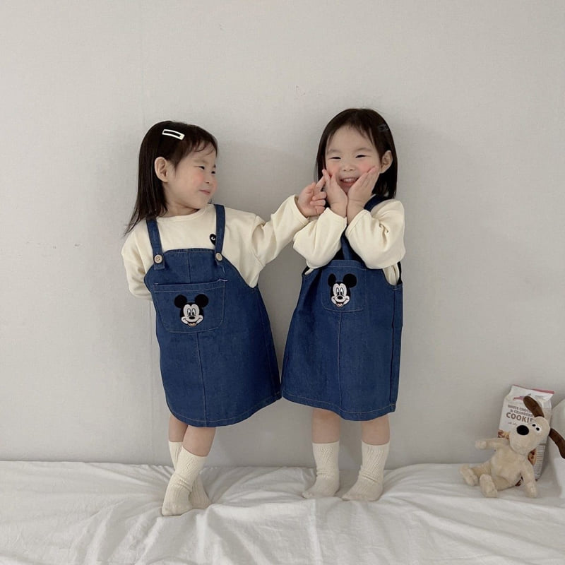 Moran - Korean Children Fashion - #minifashionista - Denim Suspender One-piece - 4