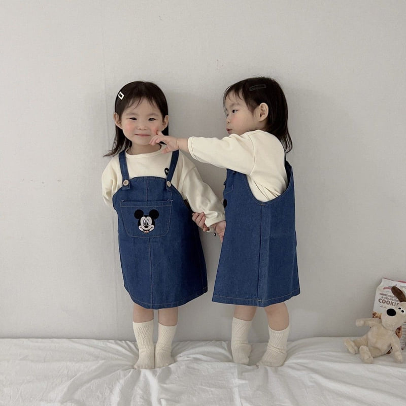 Moran - Korean Children Fashion - #todddlerfashion - Denim Suspender One-piece - 5