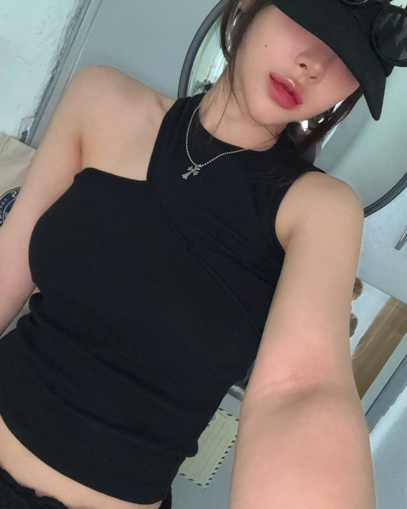 Moran Women - Korean Women Fashion - #momslook - One Shoulder Ribbed Sleeveless - 12