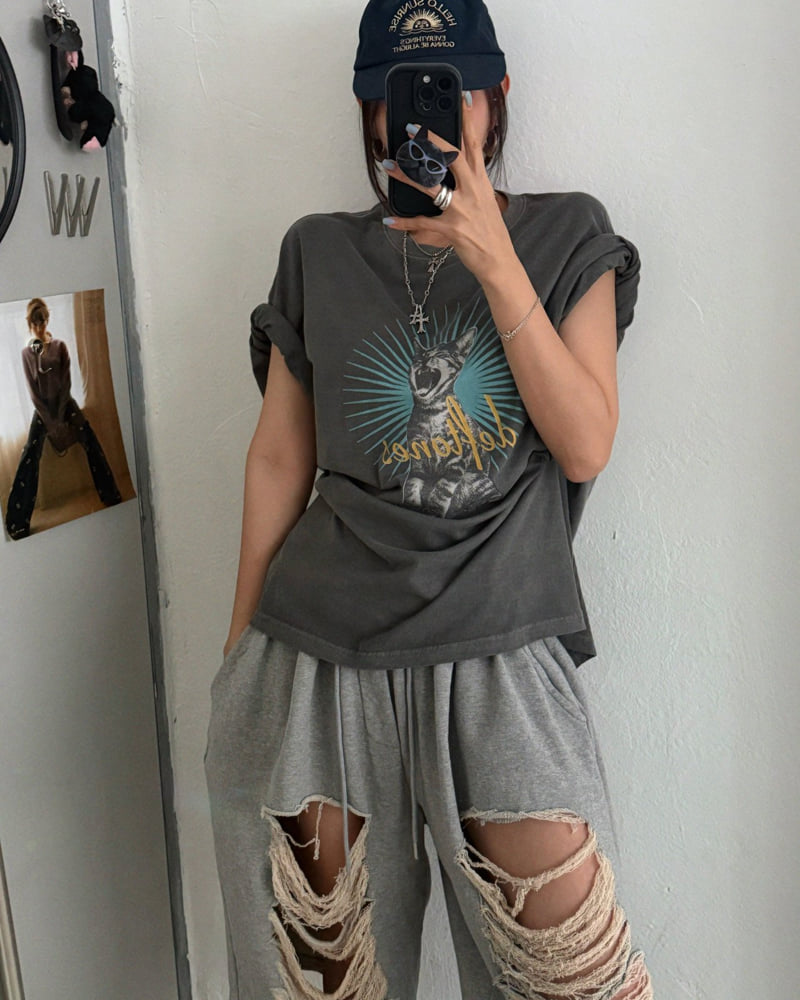 Moran Women - Korean Women Fashion - #momslook - Meow Pig Short Sleeve Tee - 11
