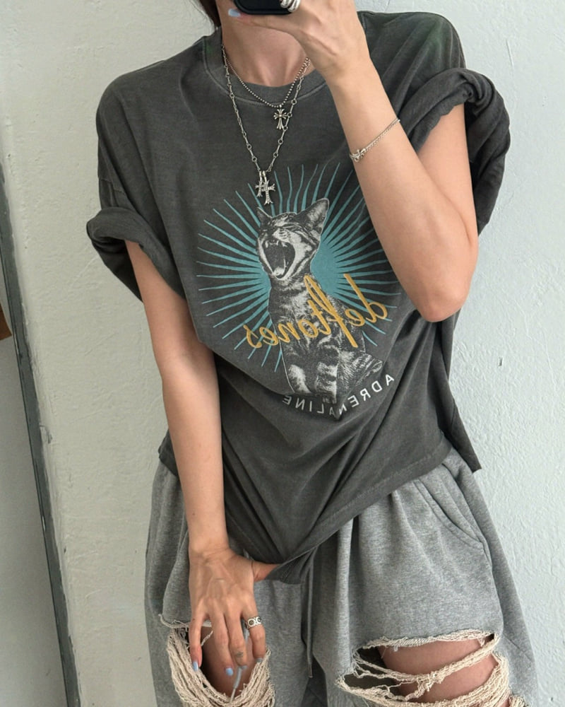 Moran Women - Korean Women Fashion - #momslook - Meow Pig Short Sleeve Tee - 9