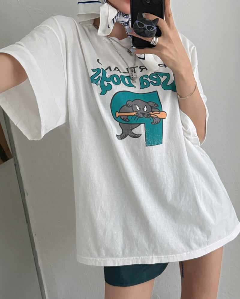 Moran Women - Korean Women Fashion - #momslook - Seal Pig Short Sleeve Tee - 6