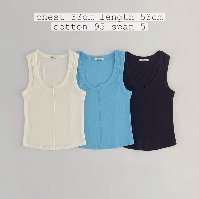 Moran Women - Korean Women Fashion - #momslook - Deep U-Neck Ribbed Sleeveless