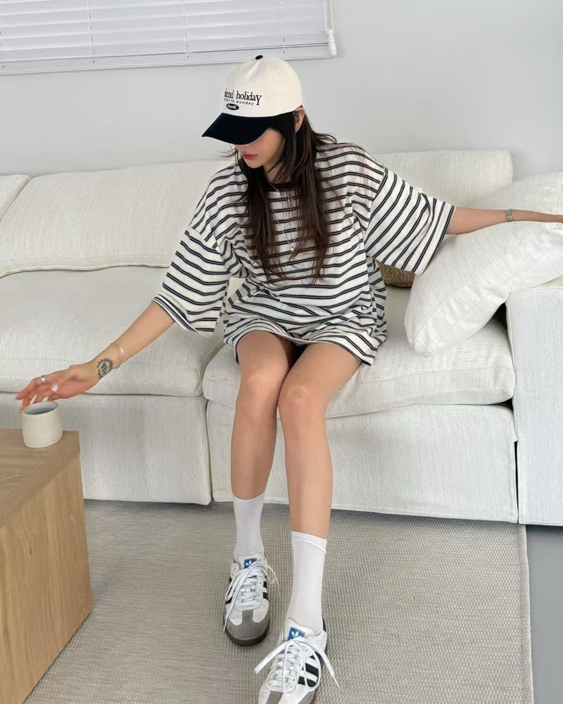 Moran Women - Korean Women Fashion - #momslook - Leon Stripe Tee - 12
