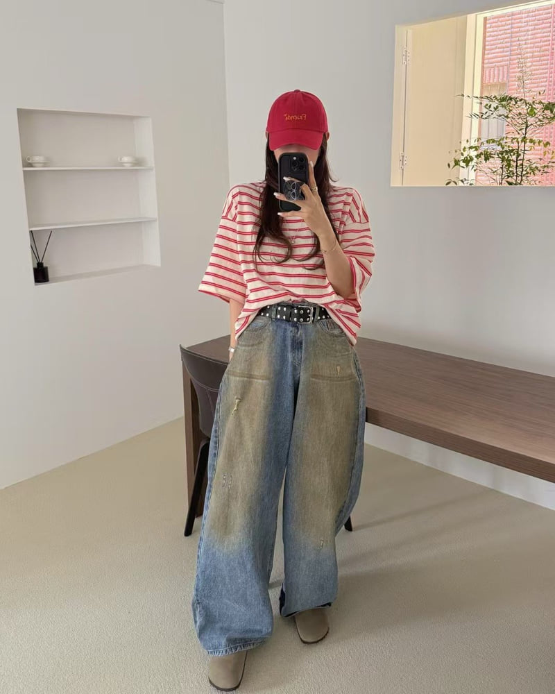 Moran Women - Korean Women Fashion - #momslook - Leon Stripe Tee - 6