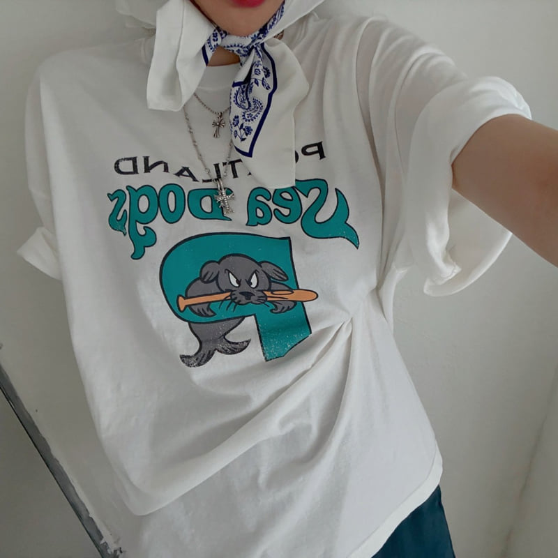 Moran Women - Korean Women Fashion - #womensfashion - Seal Pig Short Sleeve Tee - 5