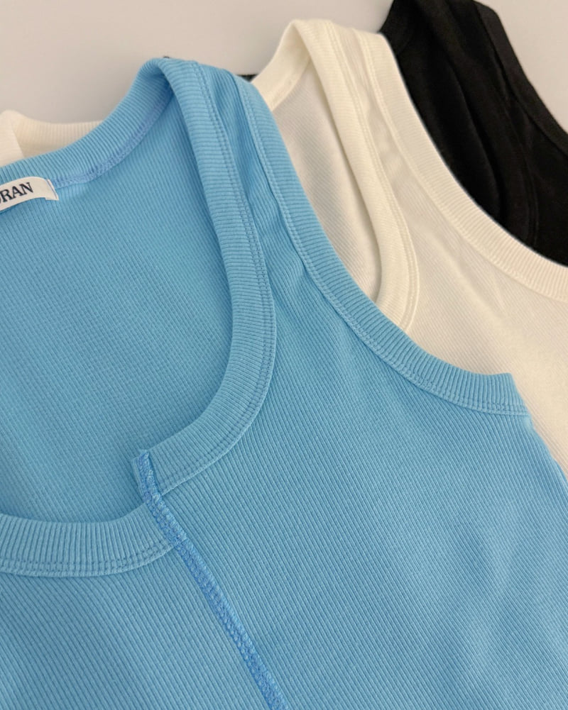 Moran Women - Korean Women Fashion - #momslook - Deep U-Neck Ribbed Sleeveless - 4