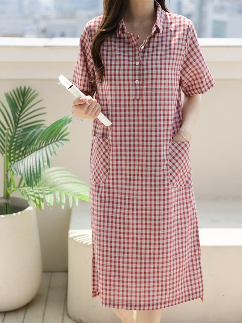 Mu - Korean Women Fashion - #momslook - Tory Check One-piece