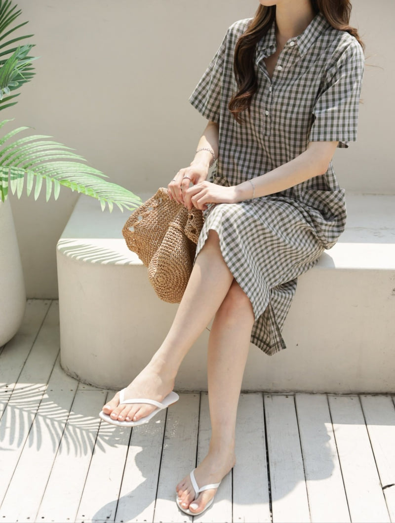 Mu - Korean Women Fashion - #momslook - Tory Check One-piece - 5