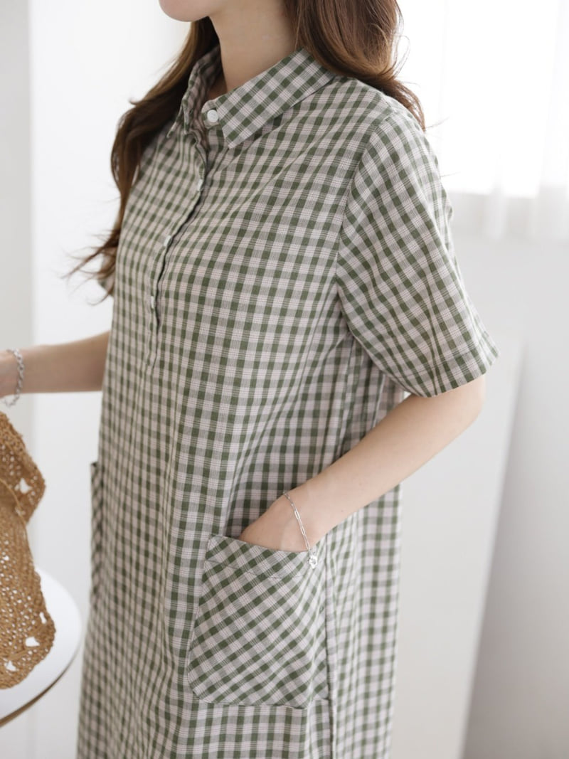 Mu - Korean Women Fashion - #momslook - Tory Check One-piece - 7