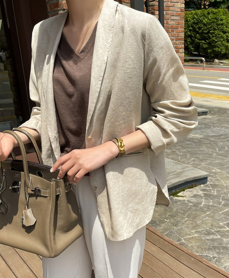 Mu - Korean Women Fashion - #momslook - Linen Shawl Cardigan Jacket - 4