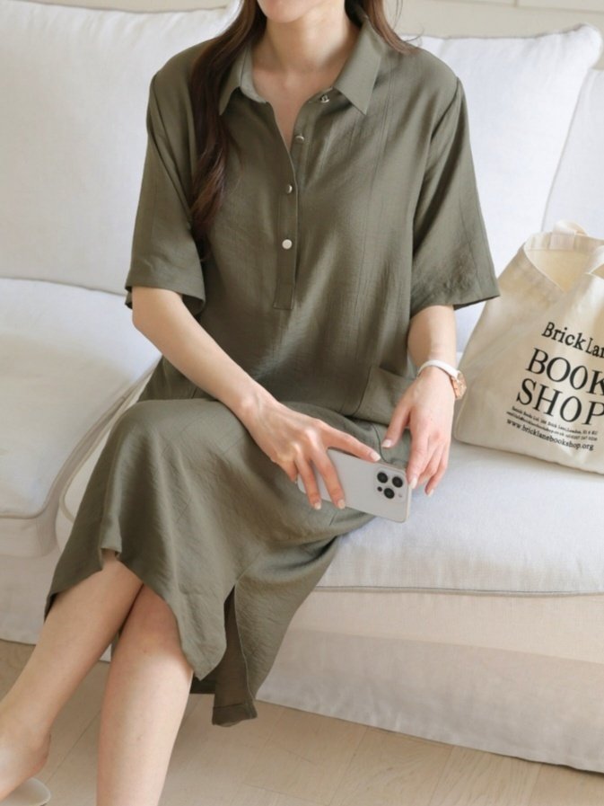 Mu - Korean Women Fashion - #momslook - Half-open Linen One-piece