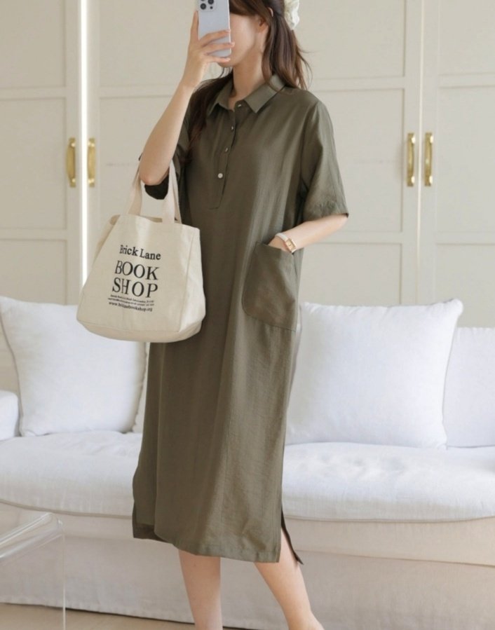 Mu - Korean Women Fashion - #romanticstyle - Half-open Linen One-piece - 9