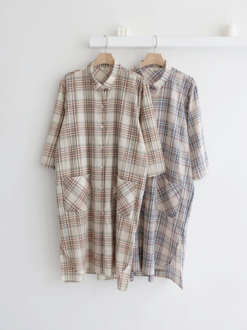Mu - Korean Women Fashion - #shopsmall - Baul Long Check Robe Shirt - 12