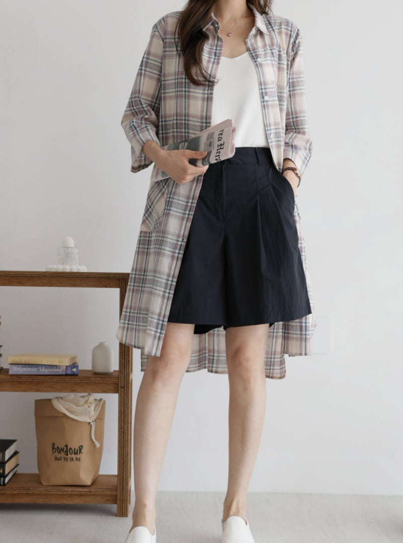 Mu - Korean Women Fashion - #vintageinspired - Baul Long Check Robe Shirt - 7